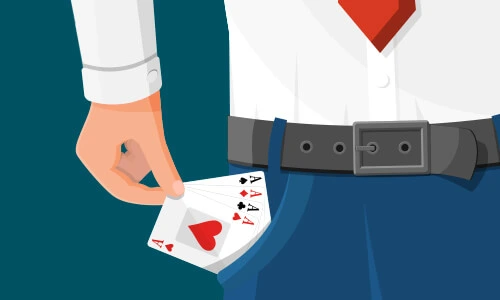un homme avec des cartes à jouer dans sa poche