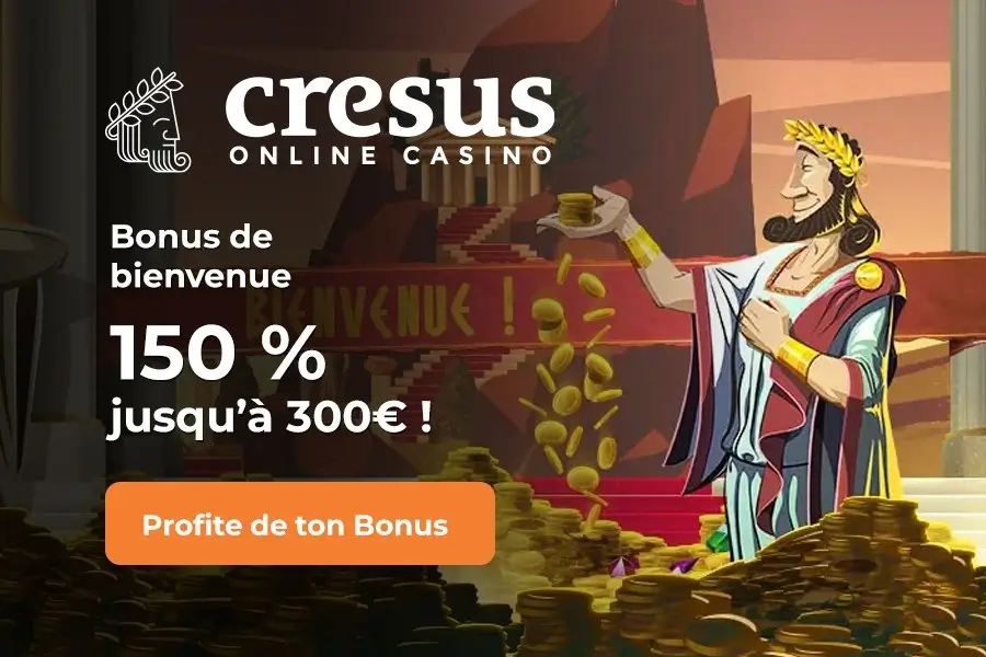 Bannière du casino Cresus pour le bonus de bienvenue
