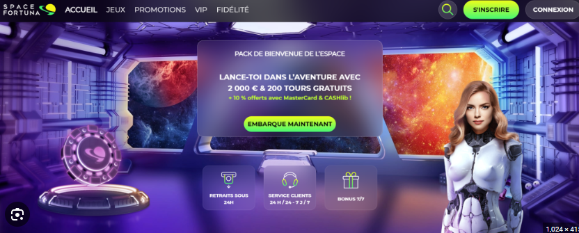 Page d'accueil de Space Fortuna